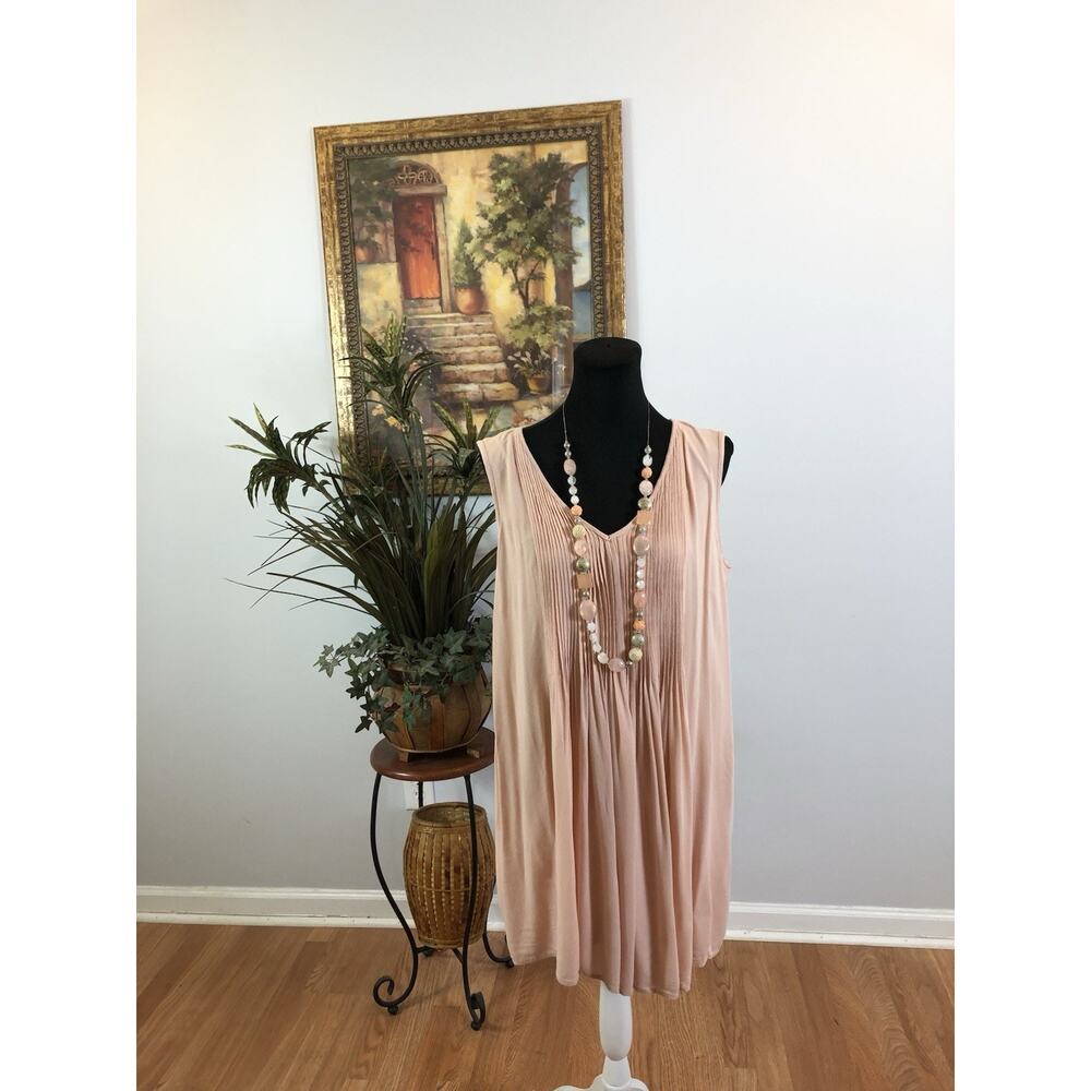 Old Navy Woman Blouse L Sleeveless Collarless Pullover Resort Wear Boho Coral